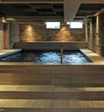 Luxury swimming pool with modern design and elegant outdoor space