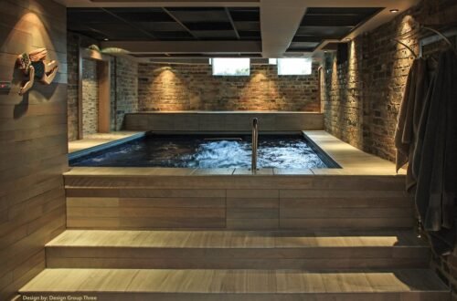 Luxury swimming pool with modern design and elegant outdoor space